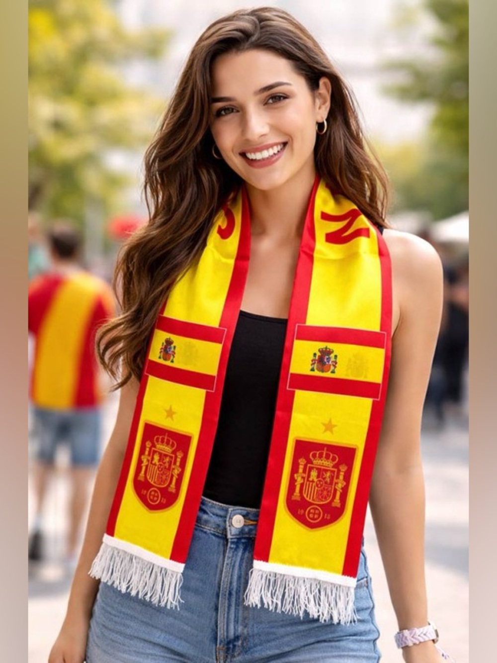 Spain Red & Gold Patriotic Soccer Fan Gear World Cup Game Day Team Scarf